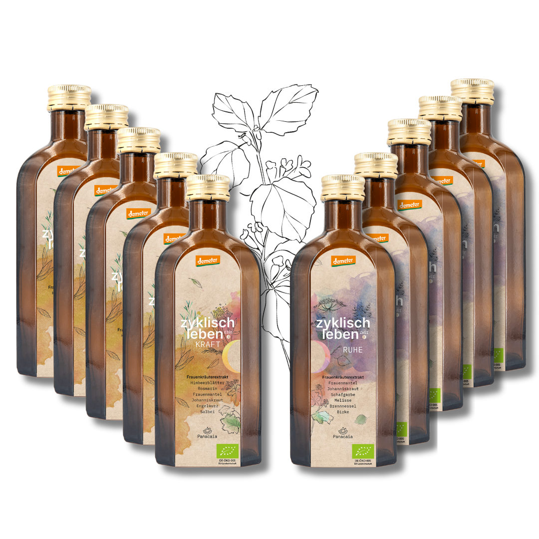 5-Monats-Zykluskur: Oxymel aus Frauenkräutern - „Kraft+Ruhe“, 1. + 2. Zyklushälfte, Demeter, 10 x 250ml